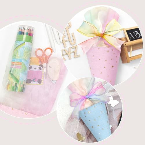 Vlecexs Schultüten Jungen Zuckertüte Mädchen Klein Zuckertüten Schultüte Baumwolle Kleine Schultüte Regenbogen Bastelset Geschwisterkind Teenager Einschulung Schultüte (Blau+Rosa)