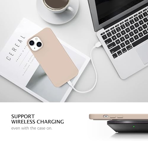 Image of DIZORO Microfiber Candy Case Compatible for iPhone 13 / iPhone 14 6.1 Inch Shockproof Slim Back Cover Liquid Silicone Case - Desert