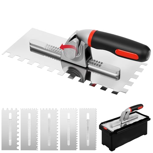 Switchable Tile Trowel Set 6 Interchangeable Notched Blades
