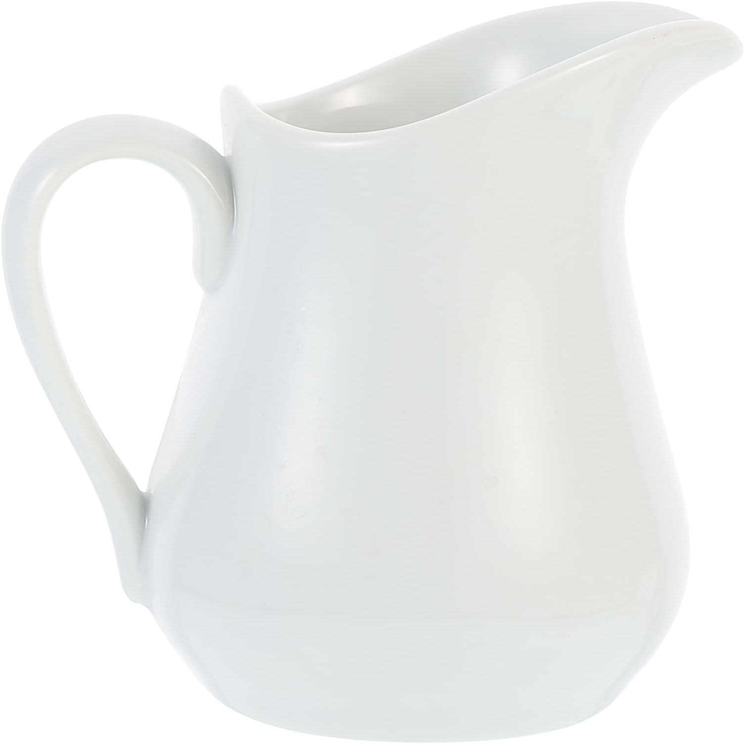 Cabilock 1 Pc V- shaped Mouth Cup Coffee Cup Mini Creamer Jug 250ML Ceramic Milk Jug Sauce Cup Sauce Jug for Coffee Shop Restaurant White