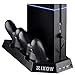RIXOW Soporte Vertical PS4 con 2 Ventiladores de Refrigeración, Estación de Carga del Mando Playstation 4 con Indicadores LED y 3 Puertos USB