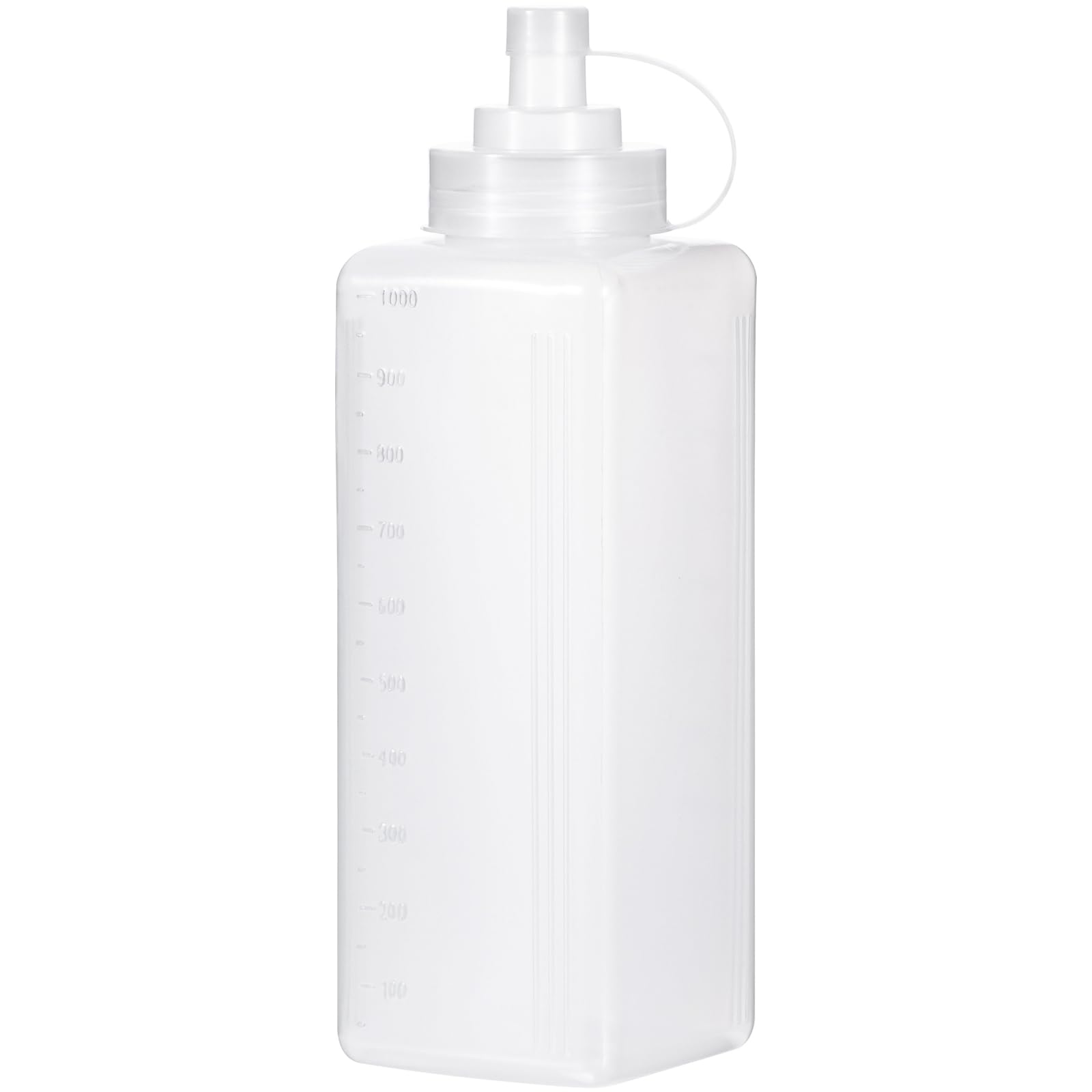 Uceoo Condiment Squeeze Bottle Wide Mouth, 1000ml 33.8oz Clear Squeeze Bottles with Cap Lids for Chunky Sauces, Resin, Crafts, Food Grade,Square Shape