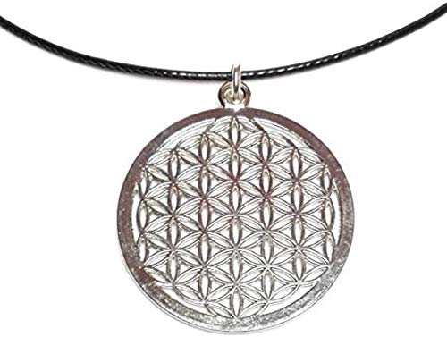 Dreambase Pendentif fleur de vie - Avec chaîne, fleur de vie, ésotérisme - Type de métal : alliage de zinc, S, Cuir, Aucun