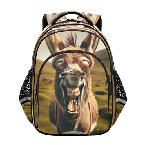 17 Inch Backpack for Kids, Donkey Laughing Ergonomic Backpack for Kids