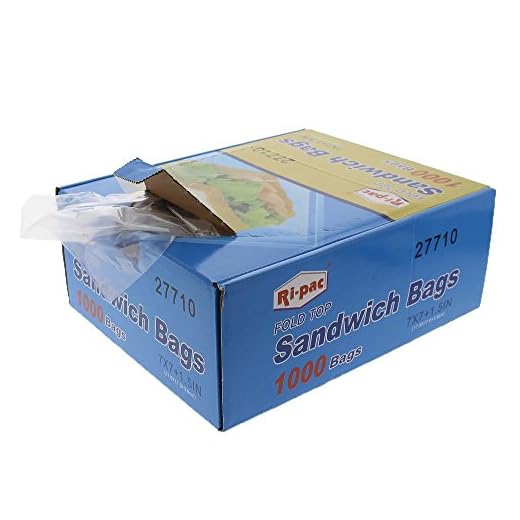 Ri Pac Fold Top Sandwich and Snack Bags- 7 x 7 +1.5 inches - 1000 Count - Food Storage for Kids Lunch