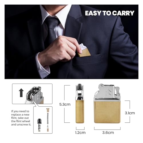 Encendedor metálico recargable con llama ajustable miniatura 7