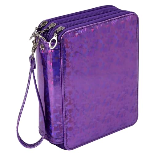 Image of Large Capacity Colored Pencil Case - 75 Slots PU leather with Zipper Closure Portable Organizer for Watercolor Pencils Ideal for Artists for Artists (Purple)