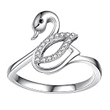 KICHOUSE Anillo Diseño de Moda Personalizado de Cisne para Niñas y Amantes de Latón en Plata Obsequio Adecuado para Ocasiones Obsequios y Uso Diario