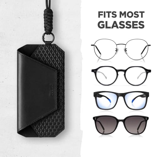 Image of VULKIT Portable Eye Glasses Case for Women & Men, Slim Sunglass Case, Unisex Eyeglass Case, with Adjustable Neck Lanyard
