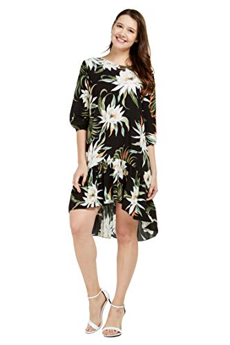 Image of Family Matching Hawaiian Clothes, Wispy Cereus Black | Lightweight 100% rayon • Family matching outfits • Tropical floral print • Beach vacations • Luaus • Cruises • Family photos