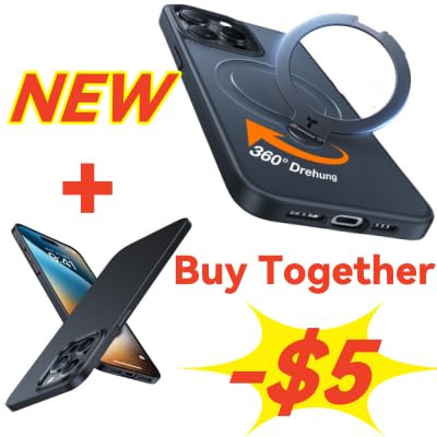 TORRAS Upgrade 360° Spin Magnetic Stand& Slim Fit Designed for iPhone 15 Pro Max Case