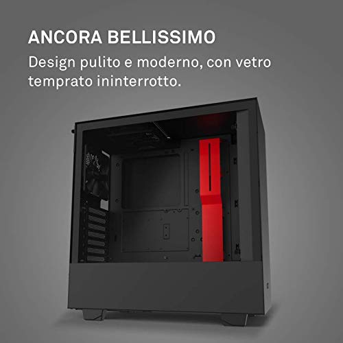 NZXT H510 - Case da gioco per PC mid-tower ATX/microATX/mini-ITX compatto - Porta Tipo C USB I/O frontale - Pannello laterale in vetro temperato - Compatibile con il raffreddamento a Liquido