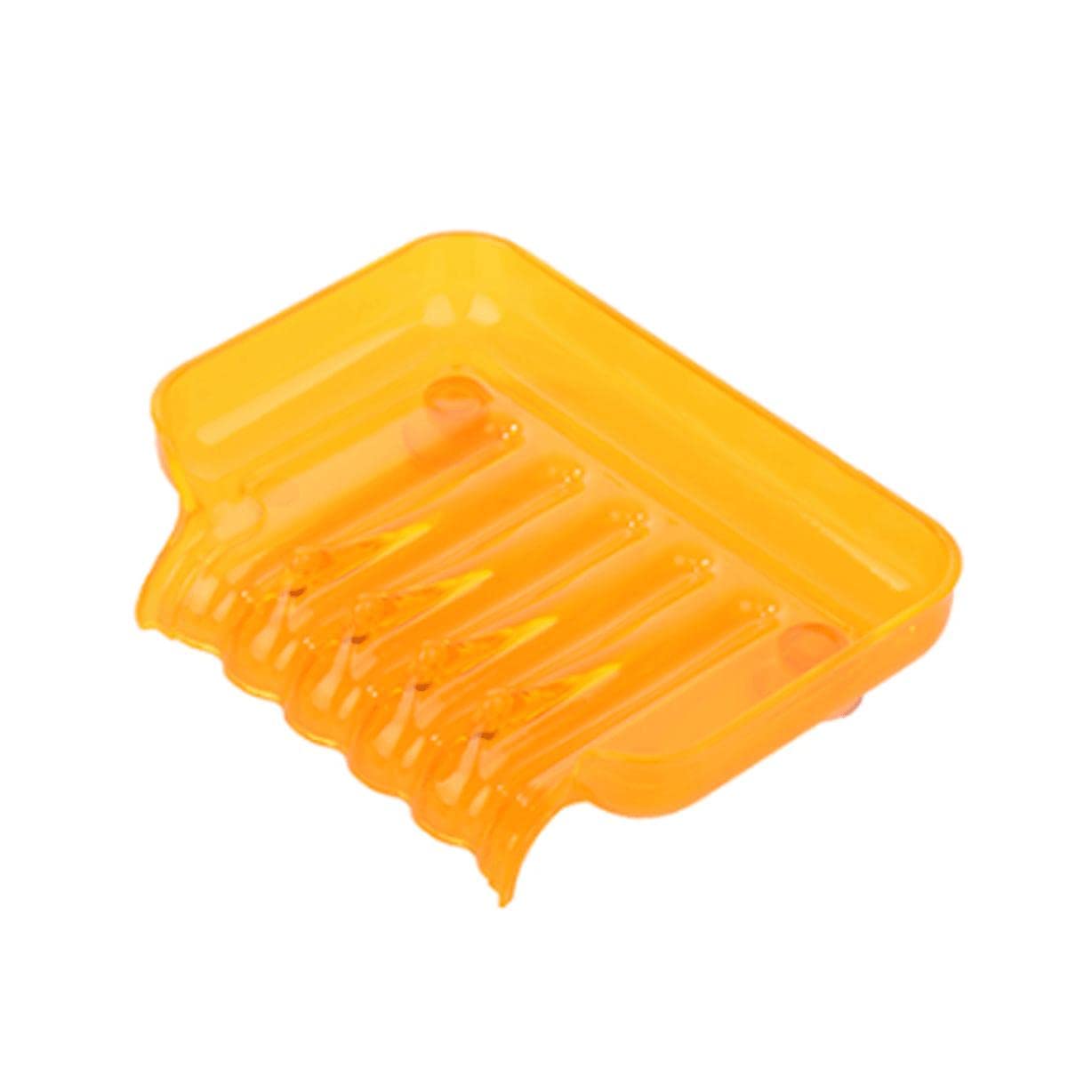 Soap Dish， Simple with Suction Cup Soap Dish Plastic Soap Container with Drainage Soap Dish Holder Countertop Soap Case Box Saver for Home Easy to wash(Orange)