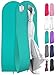 Gusseted Gown Garment Bag for Women’s Prom and Bridal Wedding Dresses - Travel Folding Loop, ID Window- 72” x 24” with 10” Tapered Gusset - Tiffany Blue - by Your Bags
