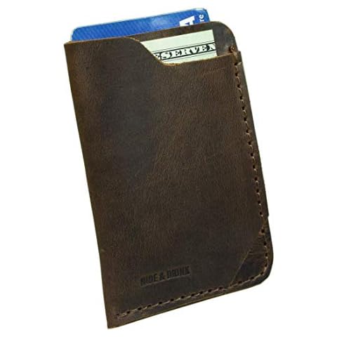 Hide & Drink, Leather Front Pocket Card Holder, Holds Up to 4 Cards Plus Folded Bills, Cash Organizer, Wallet, Handmade Includes 101 Year Warranty :: Bourbon Brown Cover