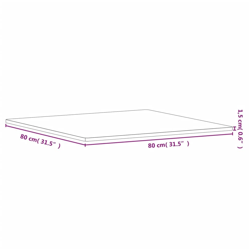 Massivholz Tischplatte 80x80x1,5 cm quadratisch Buchenholz, Holzplatte für Esstisch oder DIY Möbel, glatte Ersatz Tischoberfläche zum Aufarbeiten und Bauen