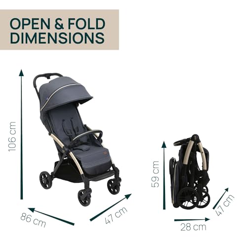 Image of Chicco Goody XPlus Dark Shadow Stroller, Pram for 0-4 Years, Easy One-Hand Folding, Big Wheels with Shock Absorbers, 4 Position Adjustable Backrest, Wide and Comfortable Seat