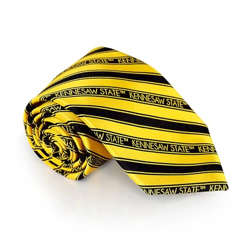 Fan Frenzy Gifts KENN Mens Striped Tie Officially Licensed Kennesaw State University Owls Tie | NCAA Sports Ties for Men | Machine-Washable Neckties Made of Microfiber
