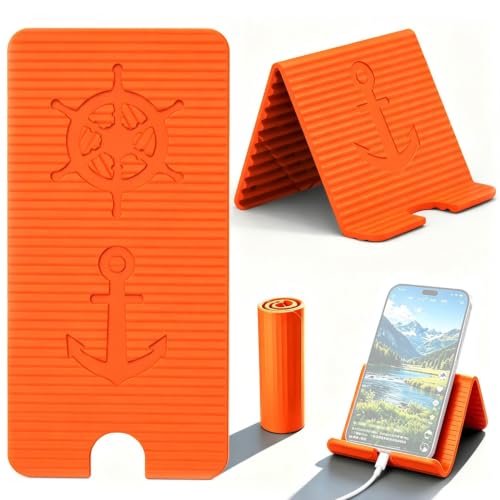 Image of ZORBES Silicone Phone Stand Aluminum Core Foldable Tablet Holder | Multi Angle Adjustable Support for Smartphones Tablets Laptops in Home Office or Travel Use