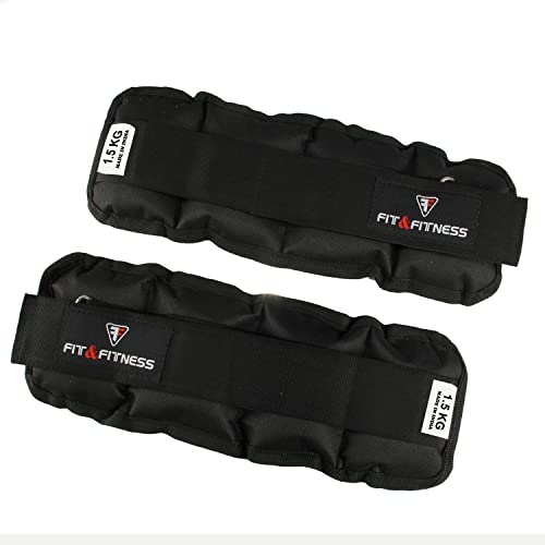 Image of FIT & FITNESS Wrist /Ankle Weights Pro Quality Adjustable Ankle /Wrist Weights for Running, Jogging, Cycling can be Used by Both Men and Women from 1 kg (0.5kg Gram Each x 2 pc) (1.5Kilograms)