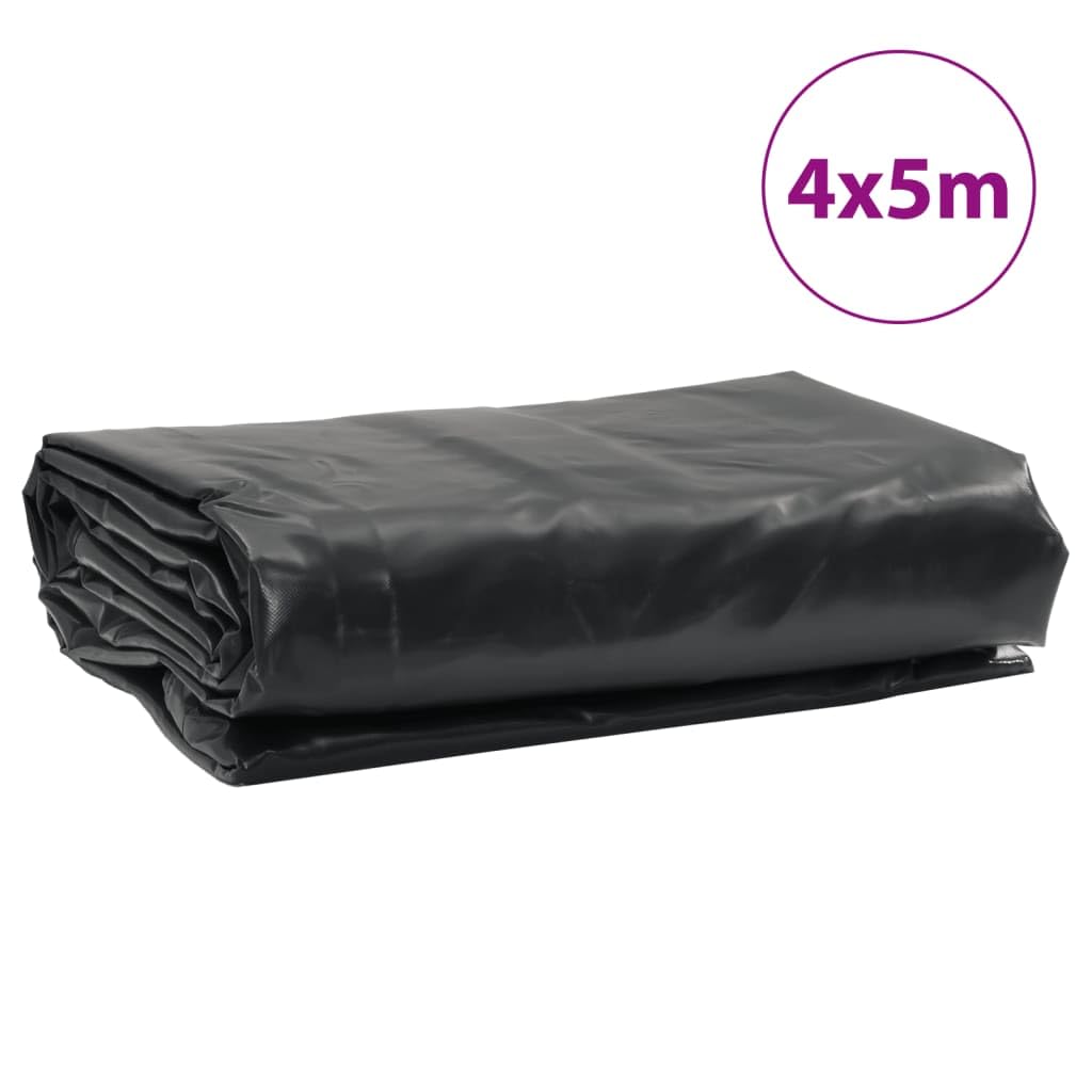 Plandeka okryciowa antracytowa, 4 x 5 m, 650 g/m², powlekana PCW, wodoszczelna, wytrzymała, do mebli ogrodowych, drewna, przyczep, odporna na promieniowanie UV i pleśń, ochrona na zewnątrz