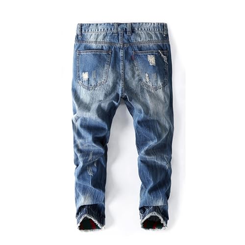 Men's Casual Distressed Jeans Twill Drop Crotch Jogger Denim Pants Classic Pocket Zipper Pantalon Jean3