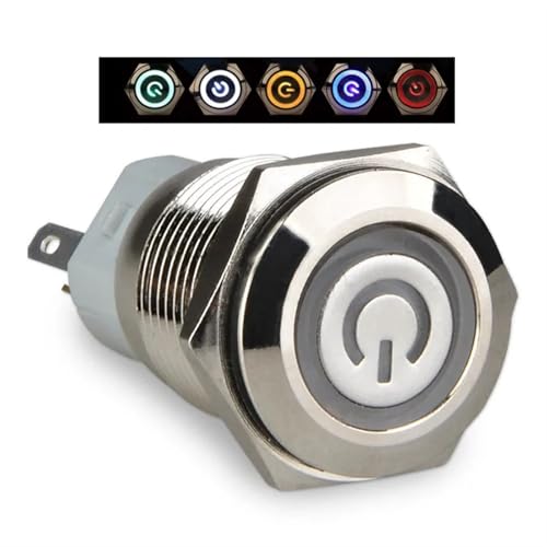 Pulsador metálico de 16mm de acero inoxidable con anillo LED blanco para panel de 24V 3