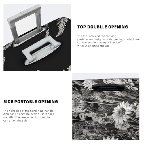 Travel Luggage Cover Fashion Suitcase Protector Black and White Flowers Spandex Baggage Covers Washable Suitcase Covers Anti-Scratch Luggage Cover Protectors Fits 18-32 Inch Suitcases Small4