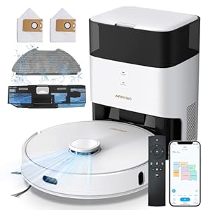 AIRROBO Saugroboter mit Wischfunktion, 3.5L Staubsauger Roboter mit Absaugstation, 180Min Laufzeit, LiDAR Navigation, Starker Saugkraft, Automatischer Entleerung, App-Steuerung