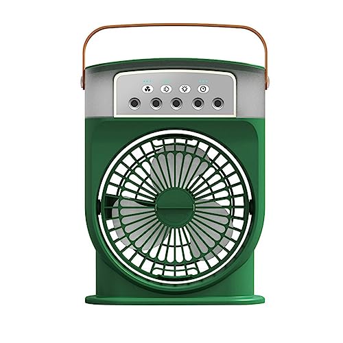 JDigJid Ventilador de Aire Acondicionado USB Enfriador De Aire Personal Mini Humidificador Ventilador de Niebla con 7 Colores LED Luces Ventilador Portátil-Verde