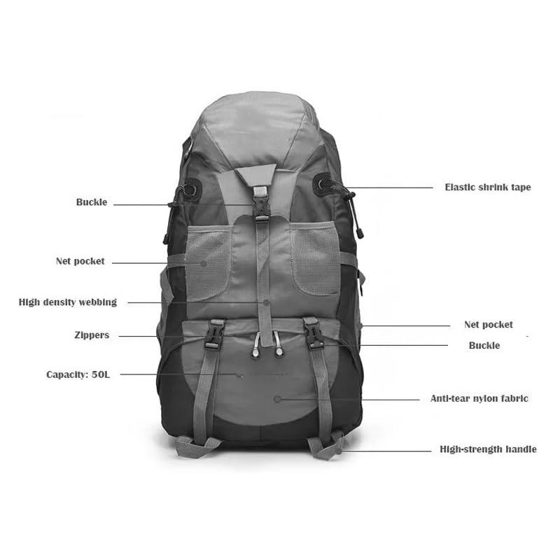Sac à dos trekking 50L étanche pour camping et bivouac