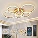 Produktbild ycwdcz Deckenleuchte mit Ventilator und Fernbedienung, Ring Deckenventilator mit Beleuchtung Leise, Dimmbar, 6 Stufen, DC Motor, Winterbetrieb, Moderne Ventilator Lampe Decke, Gold