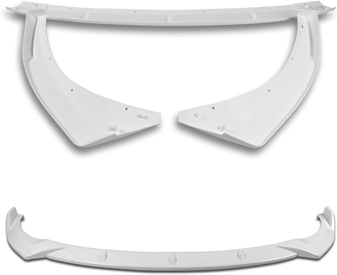 Q1-TECH, 5PCS Front Bumper Lip + Side Skirt Rocker Winglet Canard Diffuser Wing Compatible with Hyundai Veloster 2012-2017, Front Bumper Lip Spoiler Air Chin Body Splitter ABS (Painted White)