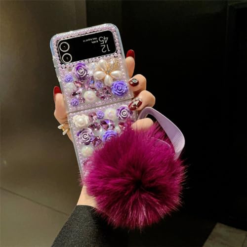 Housse pour Samsung Galaxy Z Flip 5 4 3 avec fleur de diamant le cadeau idéal