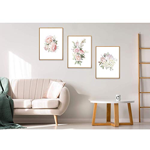 Tanxm 4 Set - Pink Rose Canvas Painting Flower Wall Art,Modern Wall Decor Bathroom Living Room Girls Bedroom - No Frame,8"X10" #TOP3