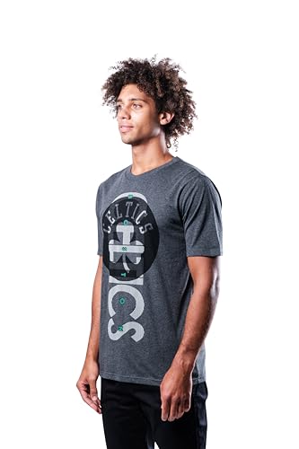 Ultra Game NBA Men's Upright Logo Short Sleeve Tee Shirt, Heather Charcoal - Image 4