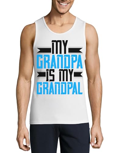 Camiseta sin mangas My Grandpa para hombre en algodón blanco transpirable de tirantes
