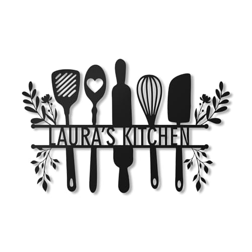 Custom Stainless Steel Kitchen Wall Decor – Personalized Black Metal