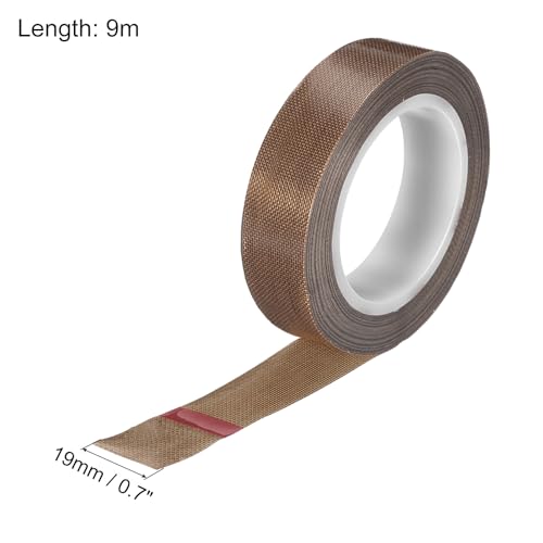 Image of MECCANIXITY 9m /30 Feet,19mm /0.7 Inch PTFE Tape,PTFE Fabric Tape,Adhesive PTFE Film Tape for Vacuum Sealer Machine,Hand Sealers High Temperature,Brown