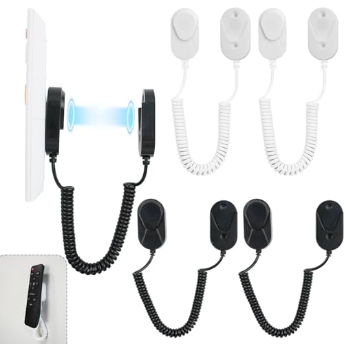 4 Pack Magnetic Remote Control Holders with Spring Ropes Safely Secure Remotes Wall-Mount with...