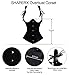 SHAPERX Women's Steel Boned Corset Gothic Stripe Steampunk Velvet Princess Waist Training Vest, SZ1918-2-Black-M