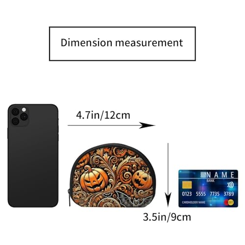 Portable Coin Purse Jack-Lanterns-Bats Mini Zippered Money Pouch Card Holder2