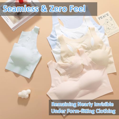Girls Training Bras Teen Zero Feel Seamless Sports Bras with Removable Padding Bralette and Slightly Lift Back 8-18 Years2