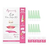 Beauty7 Lip Wax Strips Kit, Facial Wax Strips- 20 pcs Waxing+ 4 Soothing Oil Wipes for Facial Hair Removal, Ideal for All Skin Types for Women