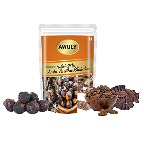 AWULY Raw Reetha, Amla, Shikakai (1000g) |100% Natural Whole Dried Shikakai, Reetha Nuts, Amla | Hair growth | Hair & Skin Care | Skin Brightening Pure raw form