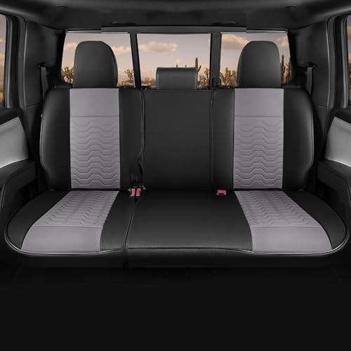 Red Rain for Chevy Silverado 2014 to 2018 1500 2500 3500HD Crew Cab Double Cab LT LZ LTZ Z71 Duramax High Country GMC Sierra 2007 to 2019 Leather Seat Cushion Cover (Silverado-Black+Grey-2014/2018) by Red Rain - Image 2