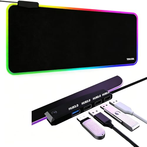 Tapis de souris de jeu RVB XXL avec hub USB intégré pour optimiser votre bureau de joueur
