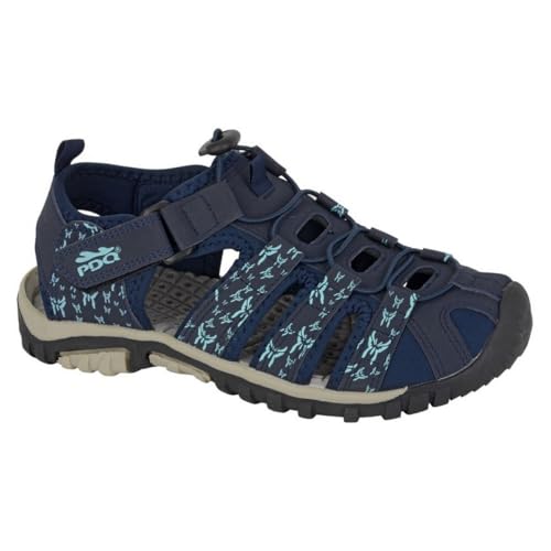 Image of PDQ L659 Toggle Touch Fastening Sports Trail Sandals - Navy - 4 UK