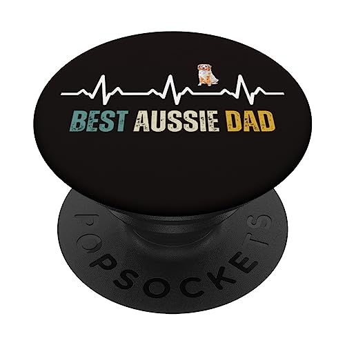 Best Aussie Dad Heartbeat Retro - Pastor australiano PopSockets PopGrip Intercambiable
