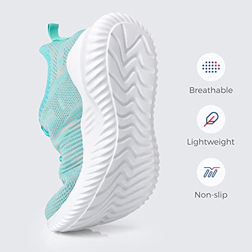 Image of Flysocks Slip On Sneakers for Women-Fashion Sneakers Walking Shoes Non Slip Lightweight Breathable Mesh Running Shoes Comfortable, Blue Grey Mix, 7.5